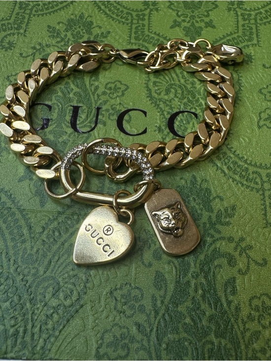 Gucci Jewelry - Gucci Gold Chain Bracelet with Round Logo Charm